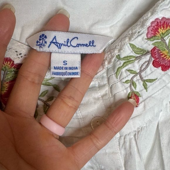 April Cornell White Floral Embroidered Gown size Small Trad Wife Cottagecore - Picture 4 of 8